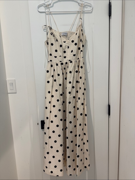En Saison Dresses & Skirts - En Saison Cream Midi Dress with Black Polka Dots